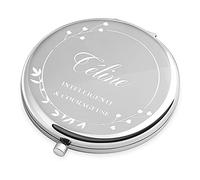 Maverton Miroir de Poche personnalisé - Couleur : Argent - Accessoires de Maquillage - Cadeau Parfait pour Les Femmes - Cadeaux d’Anniversaire pour Fille - Fleurs