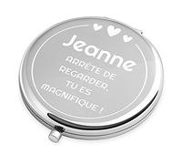 Maverton Miroir de Poche personnalisé - Couleur : Argent - Accessoires de Maquillage - Cadeau Parfait pour Les Femmes - Cadeaux d’Anniversaire pour Fille - Magnifique