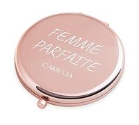 Maverton Miroir de Poche personnalisé de Couleur Or Rose - Accessoire pour Trousse de Maquillage - Cadeau Parfait pour Anniversaires - Cadeau pour Femme - Madame