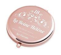 Maverton Miroir de Poche personnalisé de Couleur Or Rose - Accessoire pour Trousse de Maquillage - Mirroir Rond pour Elle - Cadeau Parfait pour Femmes - Reine