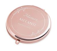 Maverton Miroir de Poche personnalisé de Couleur Or Rose - Accessoire pour Trousse de Maquillage - Mirroir Rond pour Elle - Cadeau Parfait pour Femmes - Belle