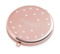 Maverton Miroir de Poche personnalisé de Couleur Or Rose - Accessoire pour Trousse de Maquillage - Mirroir Rond pour Elle - Cadeau Parfait pour Femmes - Cœurs