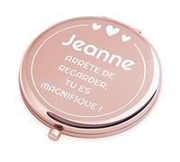 Maverton Miroir de Poche personnalisé de Couleur Or Rose - Accessoire pour Trousse de Maquillage - Mirroir Rond pour Elle - Cadeau Parfait pour Femmes - Magnifique