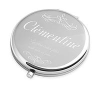 Maverton Miroir de Poche personnalisé - Miroir Portable de Couleur Argent Accessoire de Maquillage pour Femmes Cadeau d’Anniversaire ou de Noël pour Elle - Fille