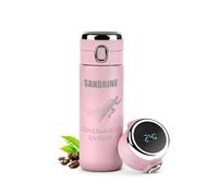 Maverton Mug de voyage isotherme avec gravure - Bouteille isotherme rose 400 ml - Pour femme- Affichage de la température LED - Tasse personnalisée pour anniversaire - Pour elle - FUITE
