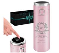 Maverton Mug de voyage isotherme avec gravure - Bouteille isotherme rose 400 ml - Pour femme- Affichage de la température LED - Tasse personnalisée pour anniversaire - Pour elle - AMIE