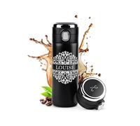 Maverton Mug de voyage personnalisé - Bouteille isotherme 400 ml - Tasse en inox avec Afficheur de température LED - Thermos gravé pour femme - anniversaire - pour elle - Cadeau Noel - floral