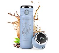 Maverton Mug Isotherme à personnaliser pour homme - 0,4l Bouteille isotherme avec Afficheur de température LED - Thermos à emporter gravé - pour papa - ami - anniversaire - voyageur
