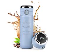 Maverton Mug Isotherme Personnalisable - 400 ML - Tasse de Voyage avec Afficheur de température LED pour Elle - Mug Original avec Gravure pour Femme - Maman - Anniversaire - Super Maman