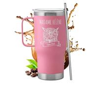 Maverton Mug Isotherme Personnalisable Rose en Acier Inoxydable 600 ml - Mug Personnalisé Maitresse avec Paille - Cadeau Maitresse d'École fin d'année - avec Boîte Cadeau Prof super prof