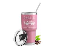 Maverton Mug Isotherme Personnalisable Rose en Acier Inoxydable 800 ml | Gobelet Isotherme avec Paille et Boîte Cadeau, avec brosse de nettoyage, Cadeau Femme Anniversaire Sommets