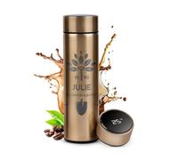 Maverton Mug Isotherme personnalisé pour femmes - Tasse en inox avec Afficheur de température LED - Thermos avec gravure pour maman - amie - pour anniversaire - original - Jardin