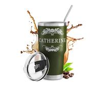 Maverton Mug Isotherme Vert 800 ml en Acier Inoxydable avec Brosse | brosse De Nettoyage, Gobelet avec Paille et Couvercle gravé, Cadeau Anniversaire Femme, Idee Cadeau Femme