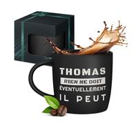 Maverton Mug personnalisable pour hommes - 400ml Tasse à Café Gravée avec Prénom et Texte - Mug Humour pour frère - ami - idée cadeau anniversaire - Noël - Bureau - intérieur noir - maxime