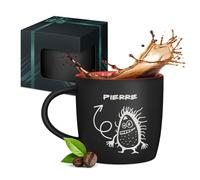 Maverton Mug personnalisable pour hommes - 400ml Tasse à Café Gravée avec Prénom et Texte - Mug Humour pour frère - ami - idée cadeau anniversaire - Noël - Bureau - intérieur rouge - petit montre