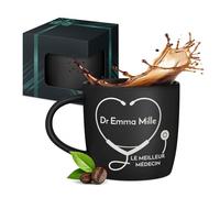 Maverton Mug personnalisé pour femmes - 40cl Tasse à Thé Personnalisable avec Prénom pour elle - Tasse décorative pour Collègue - Cadeau original - Différents Designs - intérieur noir - médecin