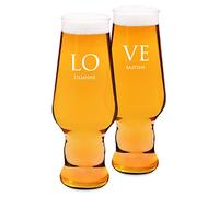 Maverton Paire de Chopes à Bière Personnalisées de 0,4 l - Verres de haute qualité pour couples - Cadeau d’anniversaire pour les amateurs de bière - LOVE