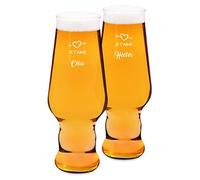 Maverton Paire de Chopes à Bière Personnalisées de 0,4 l - Verres de haute qualité pour couples - Cadeau d’anniversaire pour les amateurs de bière - Je t’aime