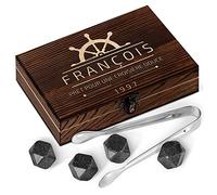 Maverton Pierres à Whisky dans la boîte personnalisée - Cadeau d’Anniversaire pour Chaque Homme - Coffret de 6 Pierres - Boîte en Bois gravée - Lot de Pierres en Granit - GOUVERNAIL