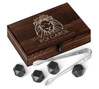 Maverton Pierres à Whisky dans la boîte personnalisée - Cadeau d’Anniversaire pour Chaque Homme - Coffret de 6 Pierres - Boîte en Bois gravée - Lot de Pierres en Granit - Roi