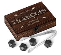 Maverton Pierres à Whisky dans la boîte personnalisée - Cadeau d’Anniversaire pour Chaque Homme - Coffret de 6 Pierres - Boîte en Bois gravée - Lot de Pierres en Granit - FLÈCHE