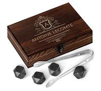 Maverton Pierres à Whisky dans la boîte personnalisée - Cadeau d’Anniversaire pour Chaque Homme - Coffret de 6 Pierres - Boîte en Bois gravée - Lot de Pierres en Granit - Classe