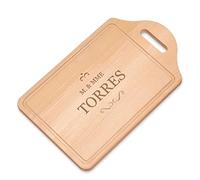 Maverton Planche à découper gravée pour couples, Plateau en bois de hêtre | Naturel avec poignée, Souvenir personnalisé pour jeunes mariés, mariage, noces, anniversaire, M & Mme