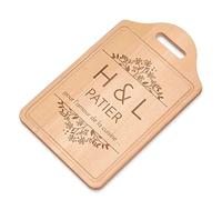 Maverton Planche à découper gravée pour couples - Plateau en bois de hêtre naturel avec poignée - Souvenir personnalisé pour jeunes mariés - mariage - noces - anniversaire - l’amour