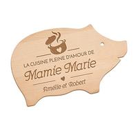 Maverton Planche à découper personnalisable - Plateau en bois en forme de cochon avec gravure pour elle - pour anniversaire - Accessoires cuisine pour femmes - Pour chef - mamie