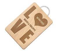 Maverton Planche à découper personnalisable pour couple - Planche en bois avec manche en métal pour parents - famille - Plateau apéritif pour amis - souvenir de mariage - Love -