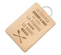 Maverton Planche à découper personnalisable pour couple - Planche en bois avec manche en métal pour parents - famille - Plateau apéritif pour amis - souvenir de mariage - Couple -