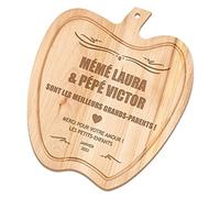 Maverton Planche à découper personnalisée en forme de pomme - 32 x 28 cm Planche en bois pour couples - Plateau gravé pour mariage - Pour chefs et amateurs de cuisine - Meilleurs grands-parents