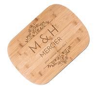 Maverton Planche à découper personnalisée - Planche en bambou pour couple - Souvenirs de mariage - Plateau apéritif pour les parents - Accessoire pour amateurs de cuisine - Cuisiner ensemble