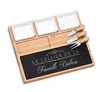 Maverton Planche à Fromage Personnalisée Cadeau Couple - Plateau de charcuterie avec Accessoires - Plateau Apero Gravé pour Parents - Cadeau Personnalisé pour mariés pour mariage/Noël/noces - Famille