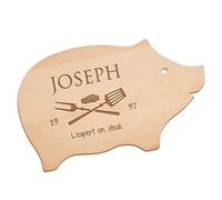 Maverton Planche en bois de hêtre à personnaliser - Planche à découper gravée - Plateau pour homme - pour chef et amateur de cuisine - pour anniversaire - pour lui/papa - steak