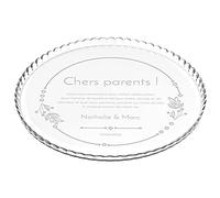 MAVERTON Plat à gâteau Rond avec Gravure - en Verre - Personnalisé - Idée Cadeau pour Un Fan de Cuisine ou pour Un Gourmand - Cadeau pour Couple - Parents