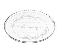 Maverton Plat à gâteau rond avec gravure - En verre - Personnalisé - Idée cadeau pour un fan de cuisine ou pour un gourmand - Cadeau pour femme - Romarin
