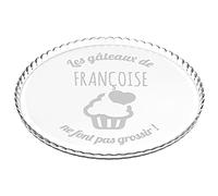 Maverton Plat à gâteau rond avec gravure - En verre - Personnalisé - Idée cadeau pour un fan de cuisine ou pour un gourmand - Cadeau pour femme - Muffin