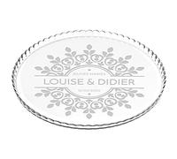 Maverton Plat à gâteau rond avec gravure - En verre - Personnalisé - Idée cadeau pour un fan de cuisine ou pour un gourmand - Cadeau pour couple - Bord