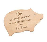 Maverton Plateau personnalisé - Planche à découper en forme de cochon - Planche avec gravure pour couples - souvenir de mariage - pour jeunes mariés - pour noces - parents - chemin du coeur