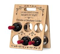 Maverton Porte-Bouteille personnalisé pour Couple - Casier décoratif pour 6 Bouteilles - Support vin autoportant en Bambou avec Impression - Noces - Mariage - pour Parents - Paire