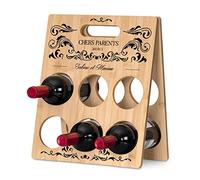 Maverton Porte-bouteille personnalisé pour couple - Casier décoratif pour 6 bouteilles - support vin autoportant en bambou avec impression - noces - mariage - pour parents - Ornement