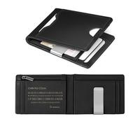 Maverton Portefeuille Personnalisé en Cuir Naturel Noir - Porte Carte Ado avec Gravure et Boite Cadeau pour Son Fils - 11x8.5x1.5cm - Idee Cadeau Jeune Homme - Range Carte pour Fils