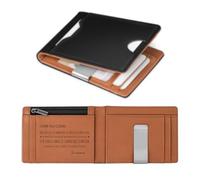 Maverton Portefeuille Personnalisé en Cuir Noir et Brun - Porte Carte Ado avec Gravure et Boite Cadeau pour Son Fils - 11x8.5x1.5cm - Idee Cadeau Jeune Homme - Range Carte pour Fils