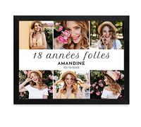 Maverton Poster Photo personnalisé avec cadre en bois pour femme - Affiche Decoration Murale avec vos photos et personnalisation - Collage Photo fille - bébé - anniversaire - Folle