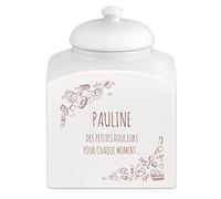 Maverton Pot à biscuits avec impression - idee cadeau femme anniversaire - Bocal à Bonbons personnalisé pour meilleure amie - Pot de stockage en céramique avec couvercle - boite a biscuit - Douceurs