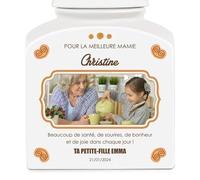 Maverton Pot à biscuits avec impression pour femme - Bocal à Bonbons personnalisé pour elle - Pot de stockage en céramique avec couvercle - pour anniversaire - pour maman - meilleure mamie