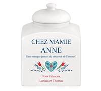 Maverton Pot à biscuits avec impression pour femme - Bocal à Bonbons personnalisé pour elle - Pot de stockage en céramique avec couvercle - pour anniversaire - pour maman - Mamie