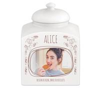 Maverton Pot à biscuits avec impression pour femme - Bocal à Bonbons personnalisé pour elle - Pot de stockage en céramique avec couvercle - pour anniversaire - pour maman - envie de biscuits