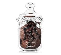 Maverton Pot à biscuits personnalisé avec couvercle - Cadeau pour Noël - Bocal gravé à bonbons - Pot en verre avec un joli arc - Cadeaux de Noël pour vos proches - Renne